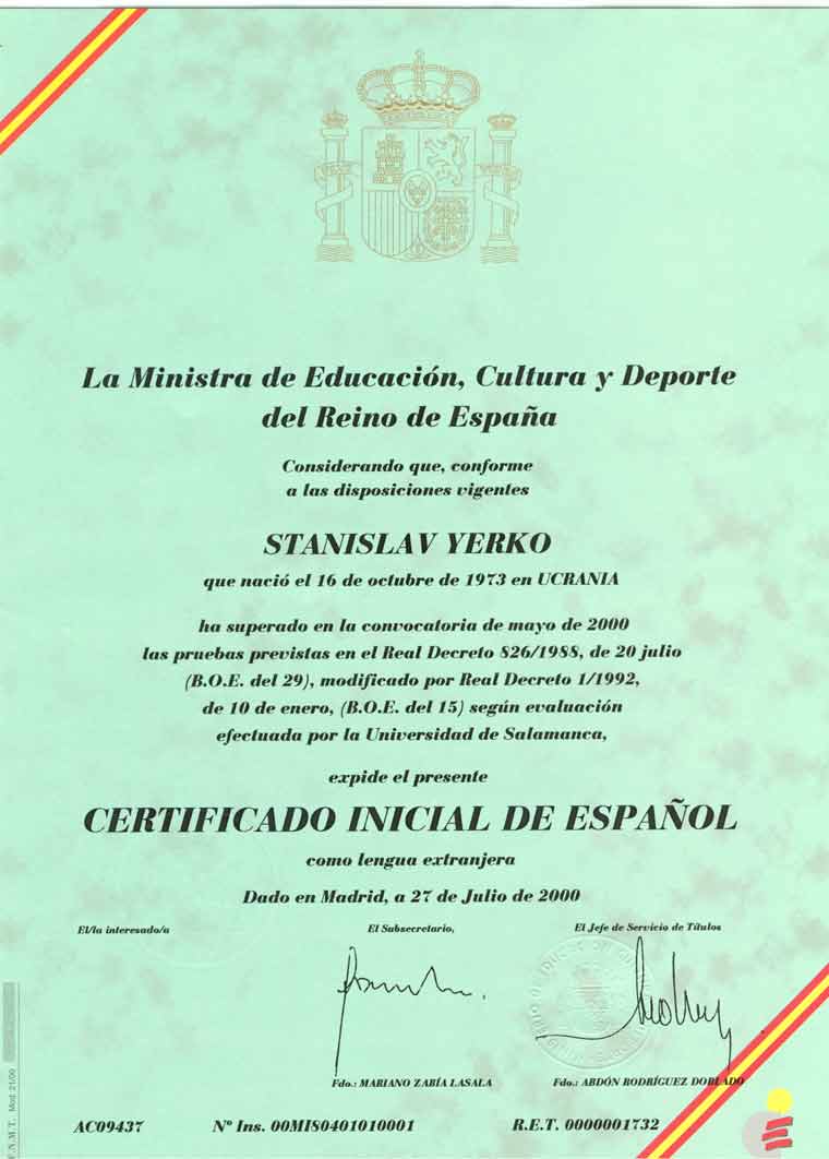 Certificado Inicial de Español
como lengua extranjera